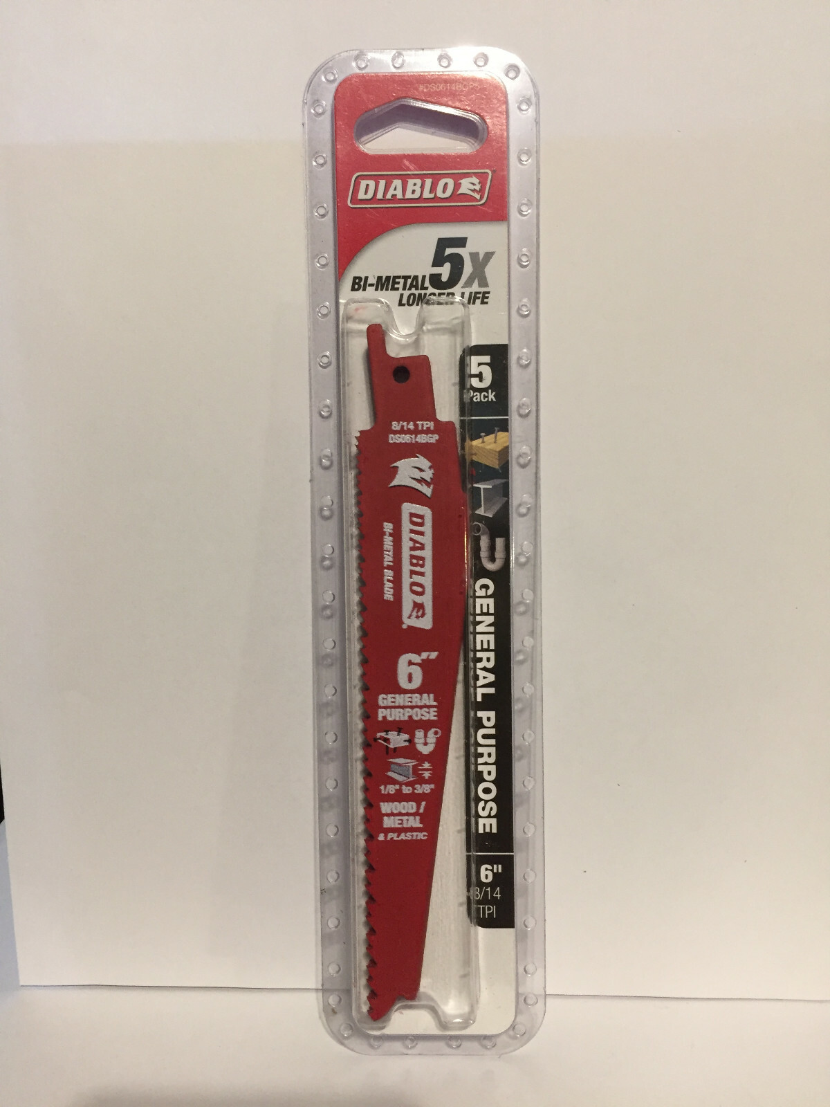Diablo DS0614BGP5 6", 8/14 TPI, Wood Metal Plastic Reciprocating Saw Blade 5pk