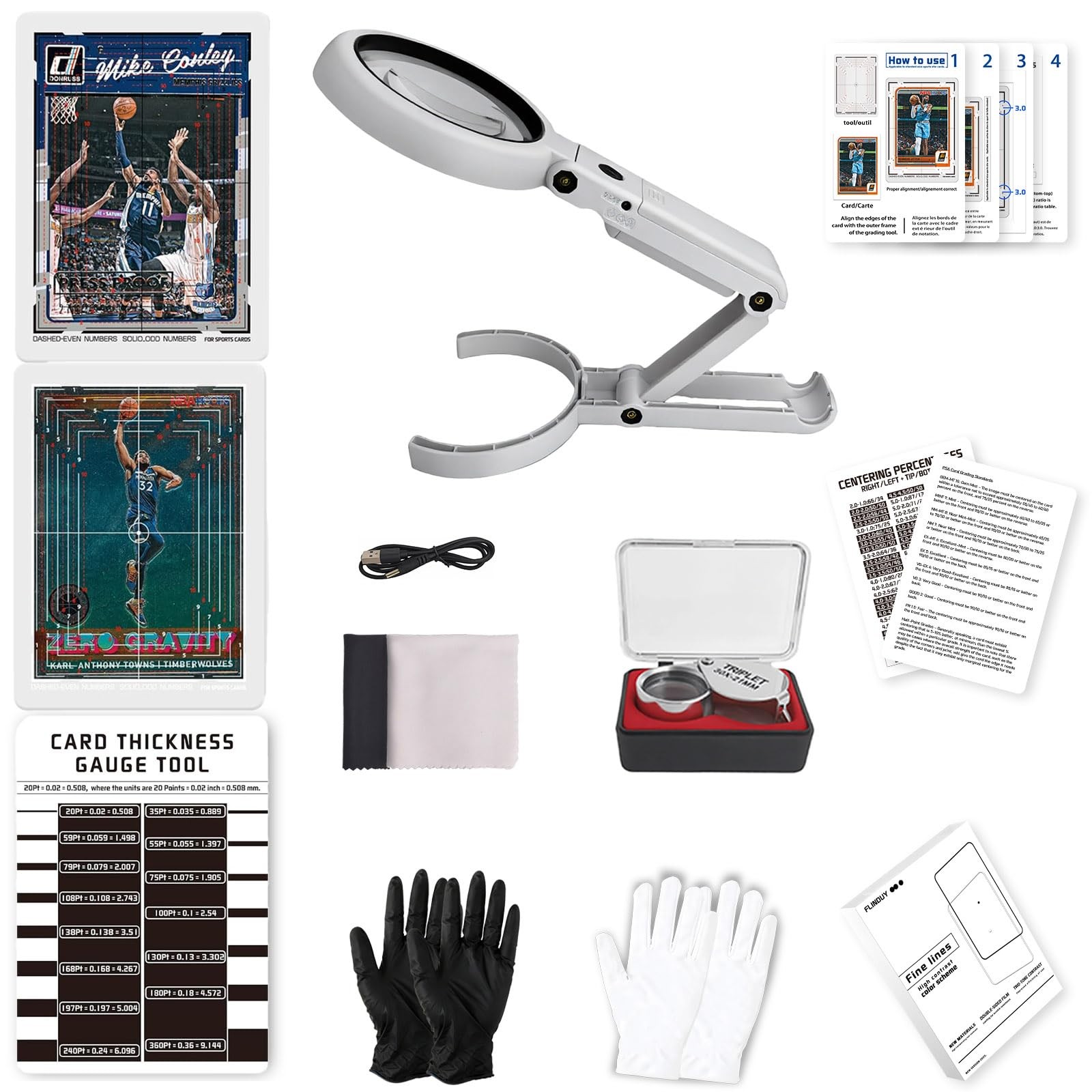 Flinduy Card Centering Grading Tool Sports Cards Kit One Size, White