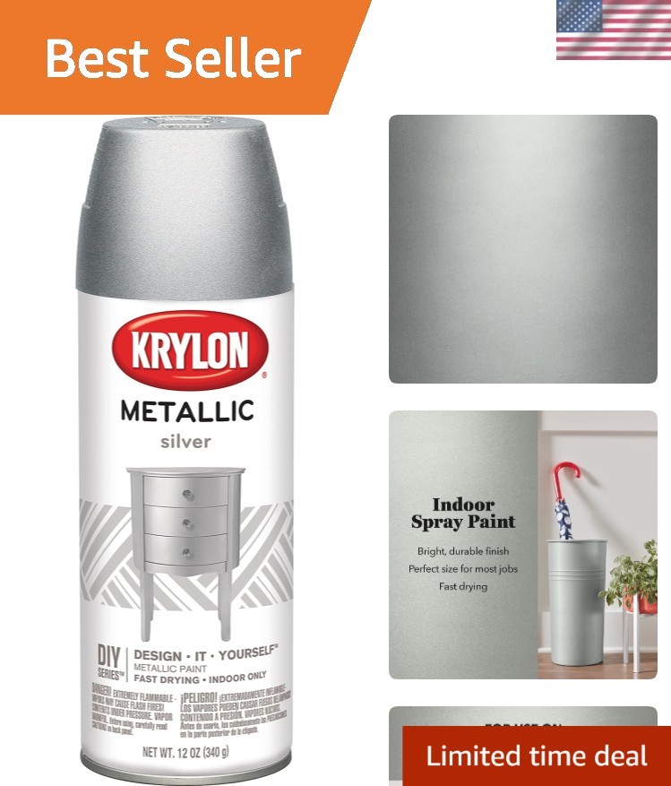 High-Gloss Silver Metallic Spray Paint - 11 oz Fast Dry for Artistic Creations