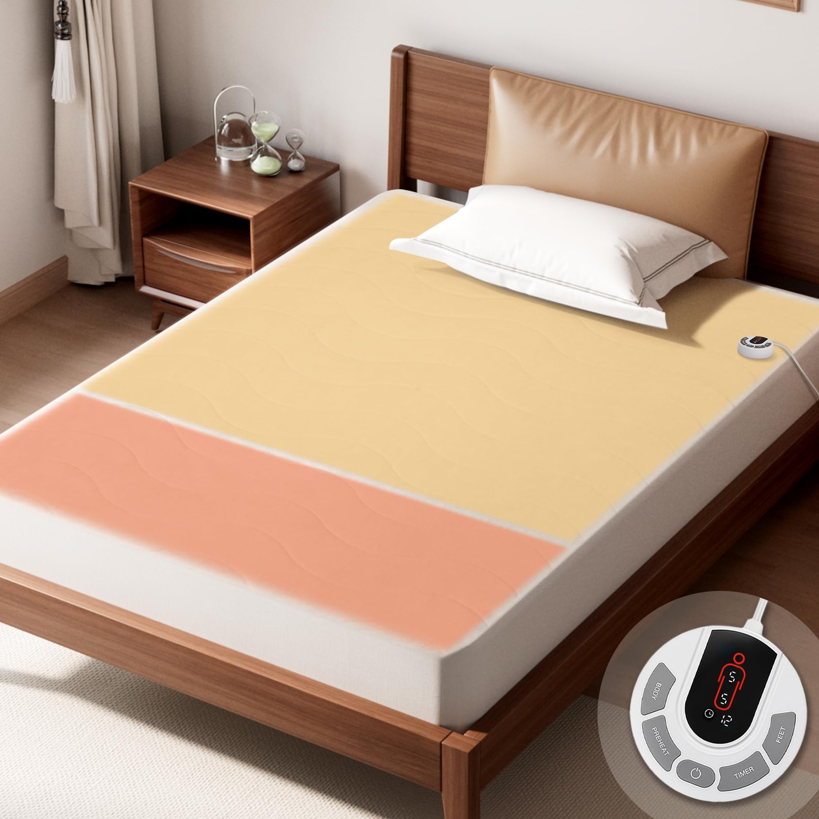 GOTCOZY Multi-Zone Heated Mattress Pad Twin Size - Electric Twin, Bleach