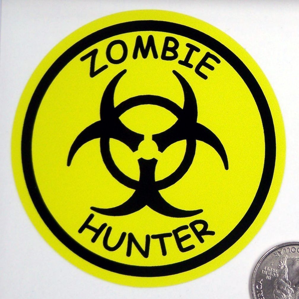 2 - Zombie Hunter 3" Round  Lunch Box Tool Box Car Bumper Sticker R100