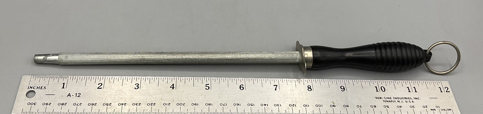 Sharpening Steel Knife Sharpener Honing Stick 7.5”Rod Plastic Handle 11.5”w/Ring
