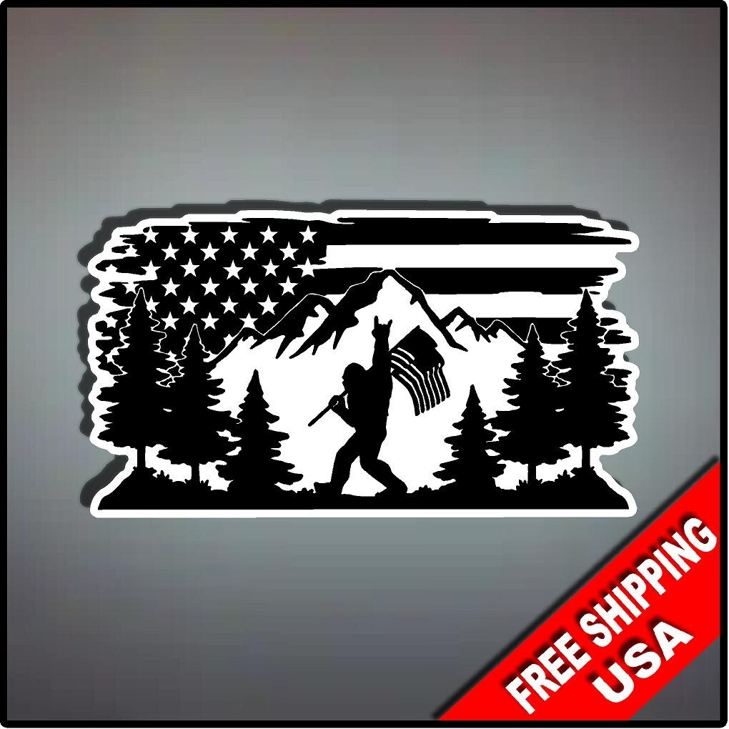 Bigfoot Sasquatch Yeti 7" x 3.9  Vinyl Decal Sticker Laptop Car USA Walk Across
