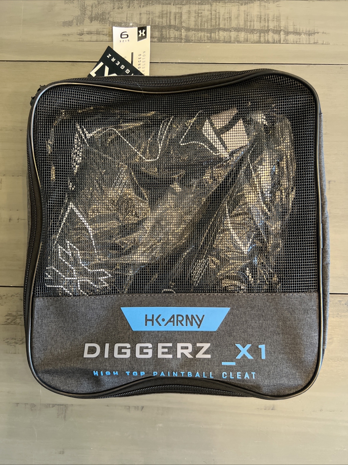 NEW HK Army Diggerz Paintball Hightop Cleats - Black/Grey - Size 9 With Case