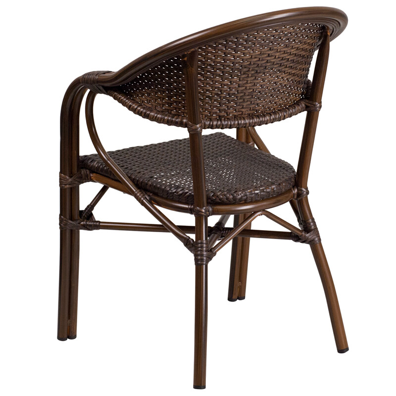 2 PACK All Weather Cocoa Rattan Outdoor Patio Dining Chair with Aluminum Frame