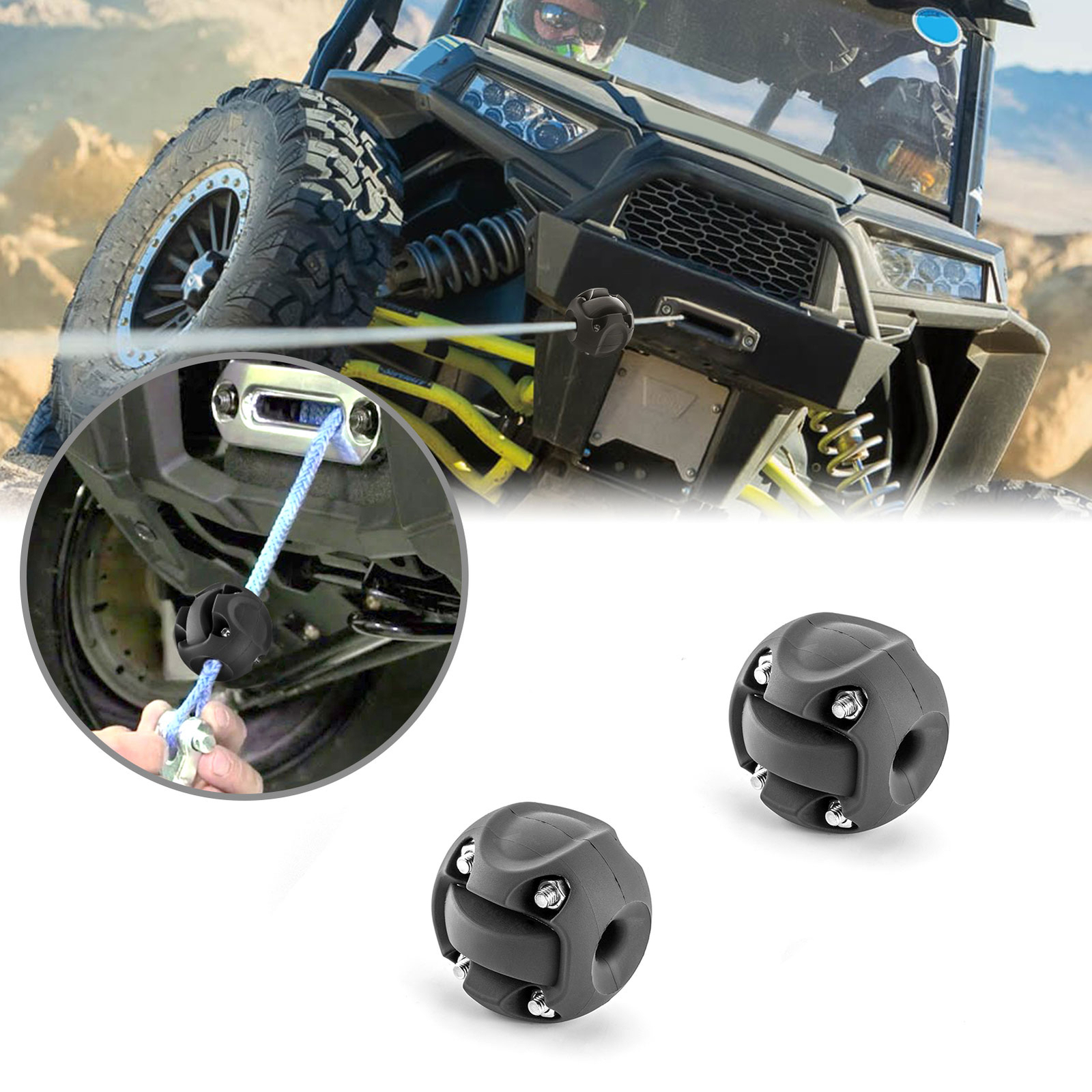 2X Winch Stopper Stop Rubber Heavy Duty Cable Line Waterproof Rope Hook For UTV