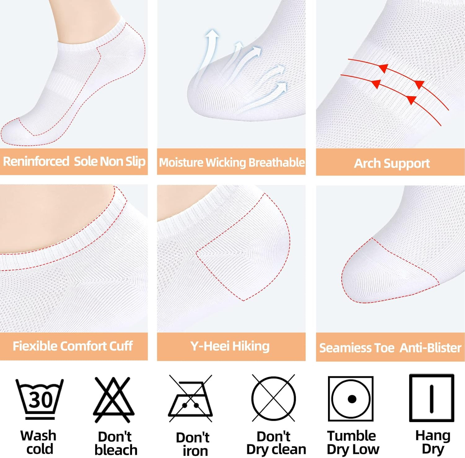 8 Pairs Ankle Socks Women'S and Men - Soft Thin Cotton Athletic Running Low Cut