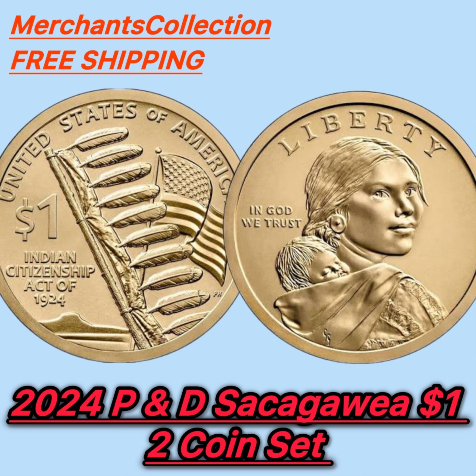 2024 P & D  Sacagawea $1 Native American Golden Dollar BU Citizenship