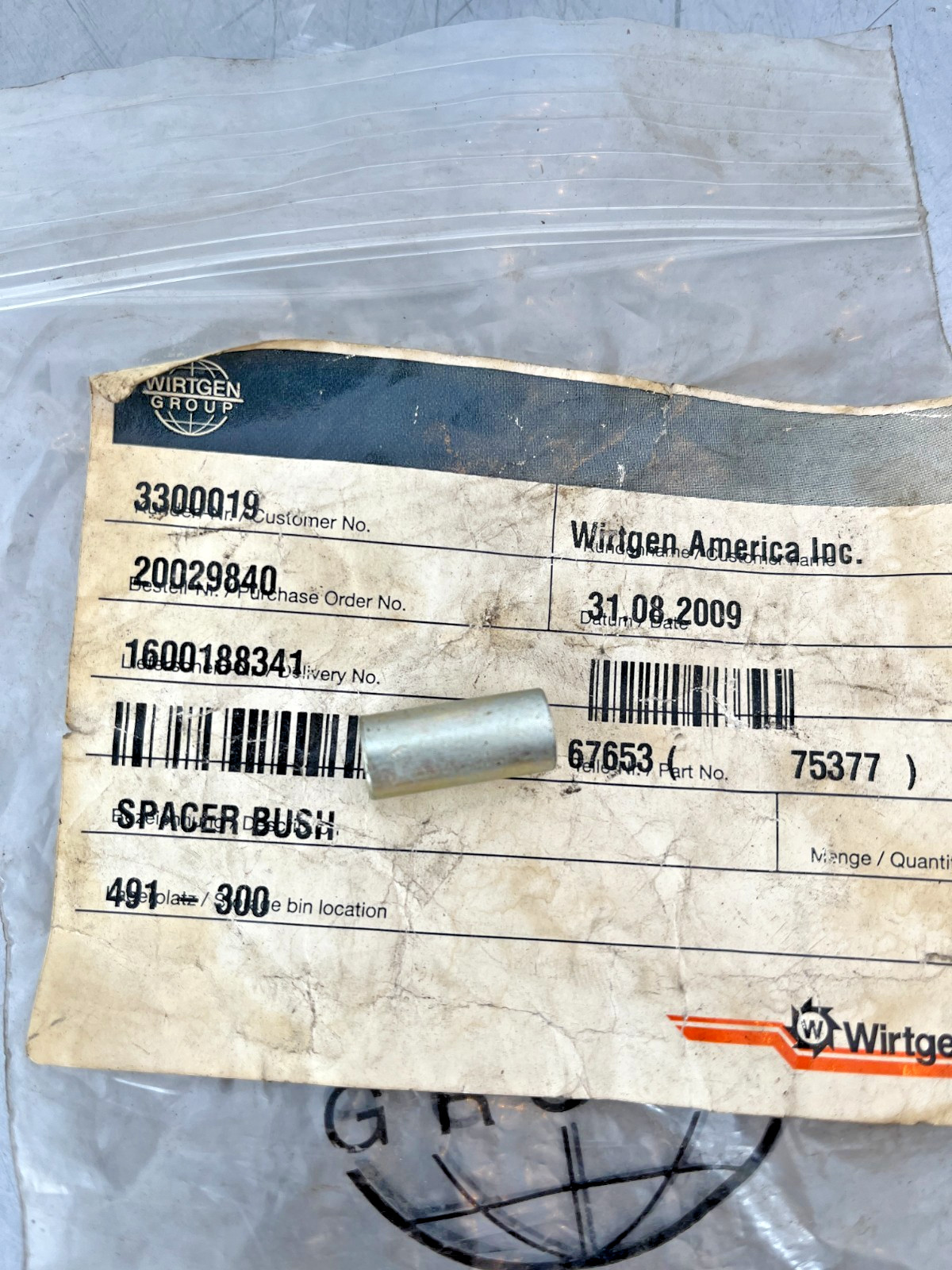 67653  Genuine OEM  Wirtgen  HAMM   SPACER BUSHING  75377