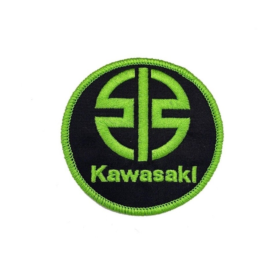 RIVETING KAWASAKI MOTORCYCLES EMBROIDERED IRON-ON PATCH...