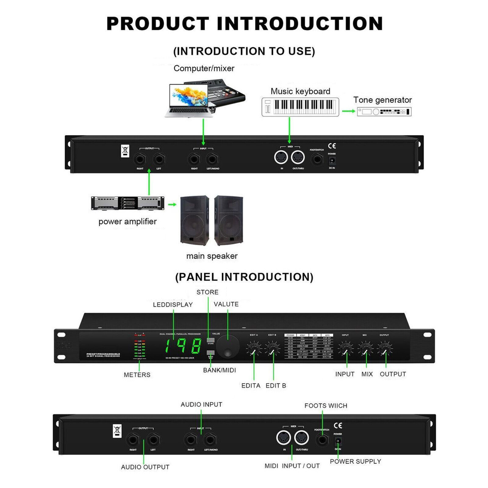 Digital Reverb Multi Effect DSP Processor Professional Audio Processor Equalize