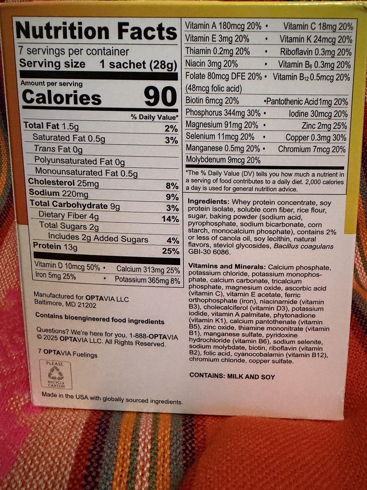 OPTAVIA Genuine Golden Pancake Mix 7 Packets NIB 08-15-2026