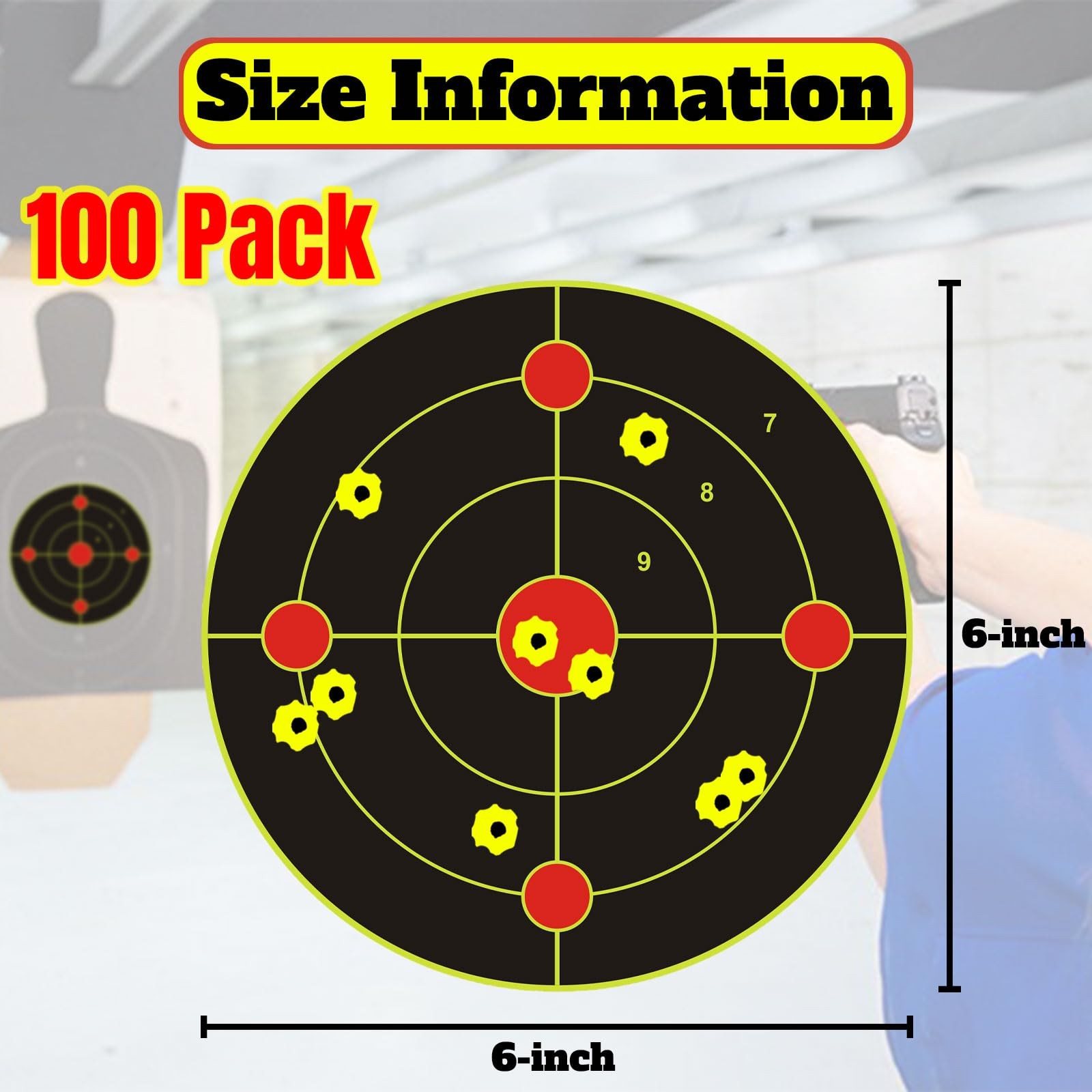 6-Inch Adhesive Splatter Targets - 100 Pack for Shooting Practice