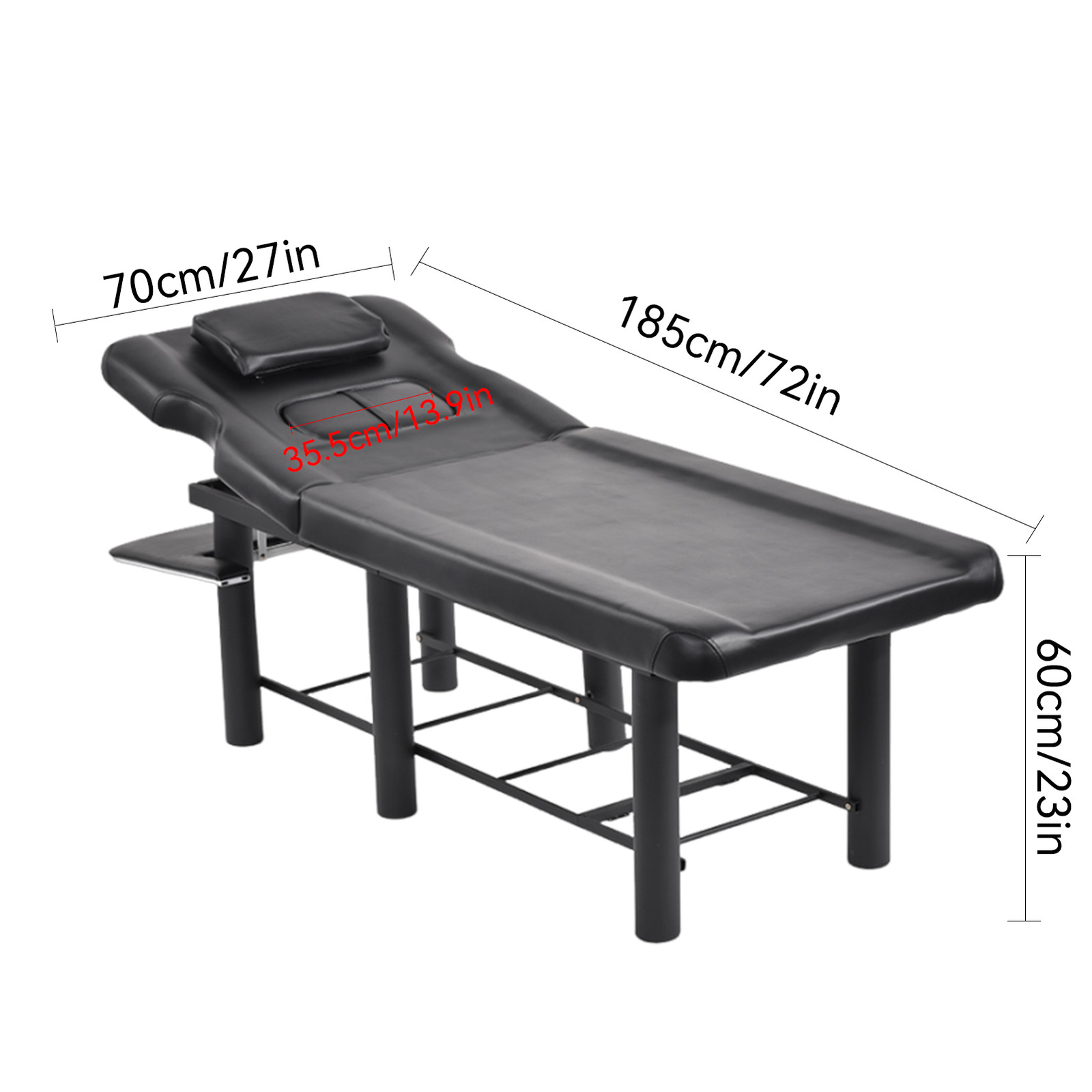 185cm Professional Stationary Massage Table with Backrest for Treatment Table--