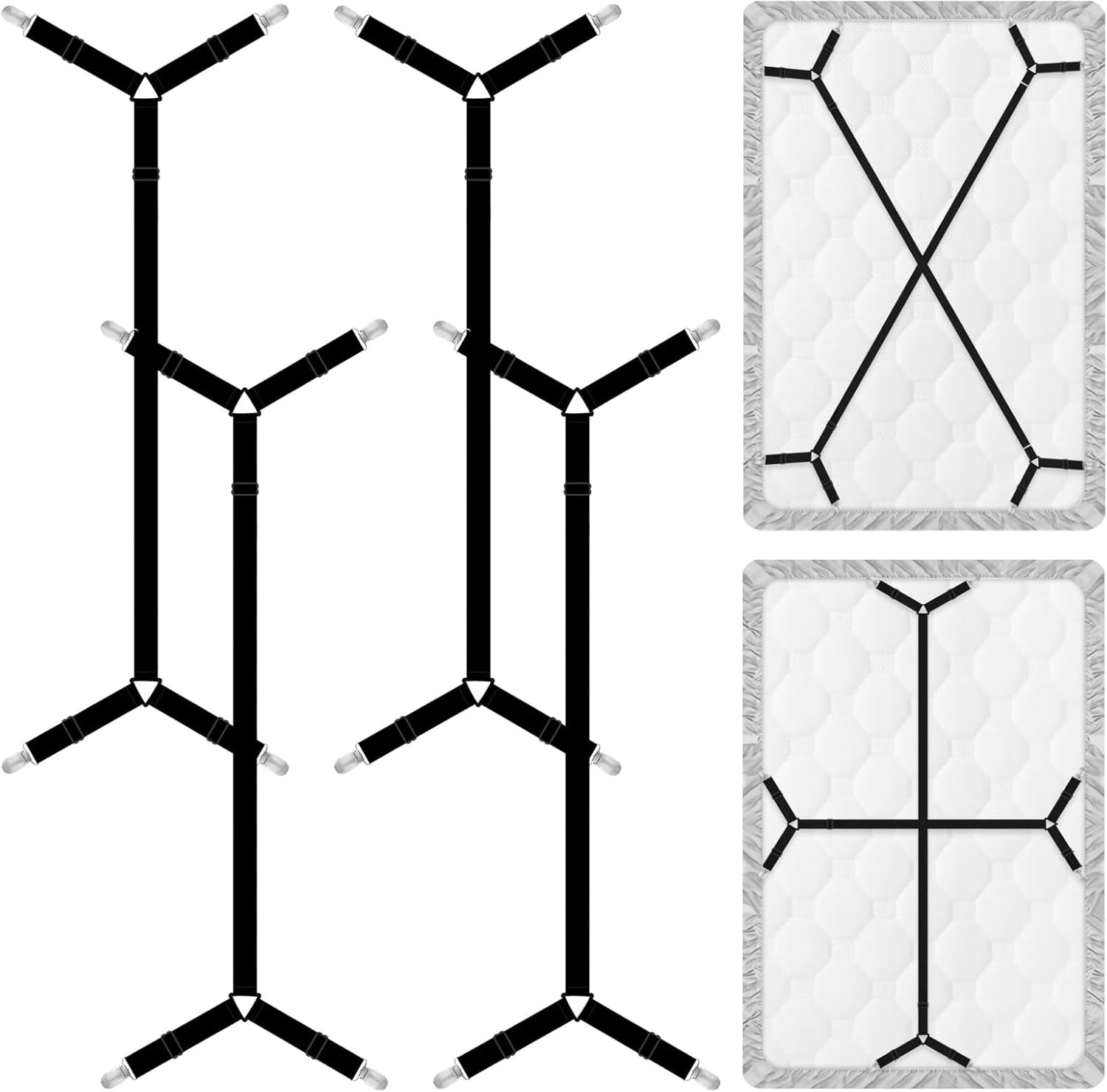 4 Pcs Bed Sheet Straps, Adjustable Fitted Sheet Clips Keeping Sheets Place Heavy