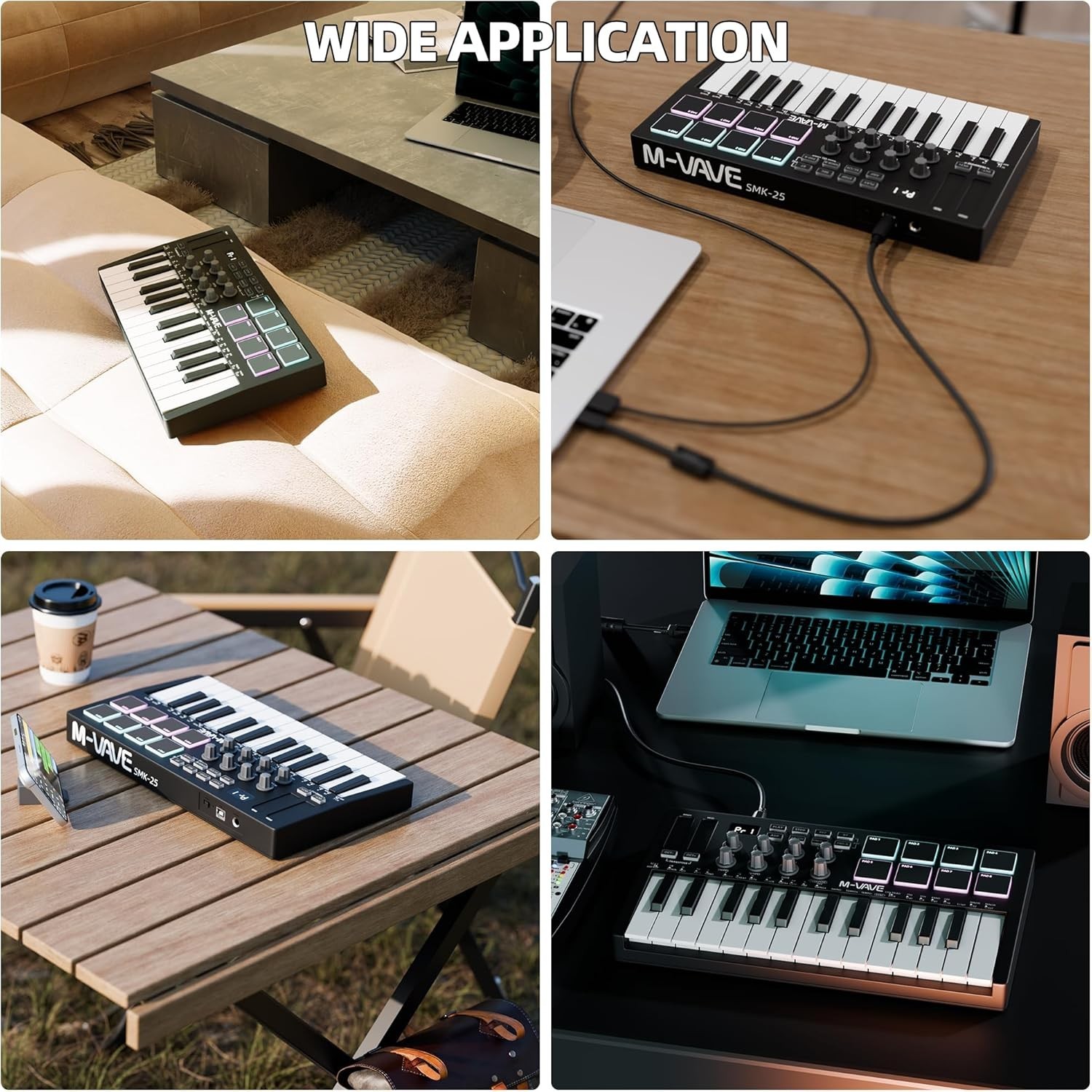 DaierTek Midi Keyboard Controller 25 Key Portable Mini Bluetooth and USB Midi