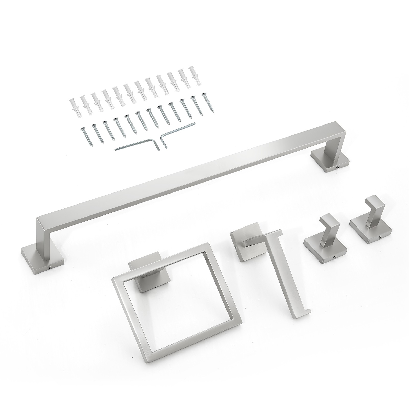 Uimoso 5-Piece Bathroom Towel Bar Set with Brushed Nickel Finish