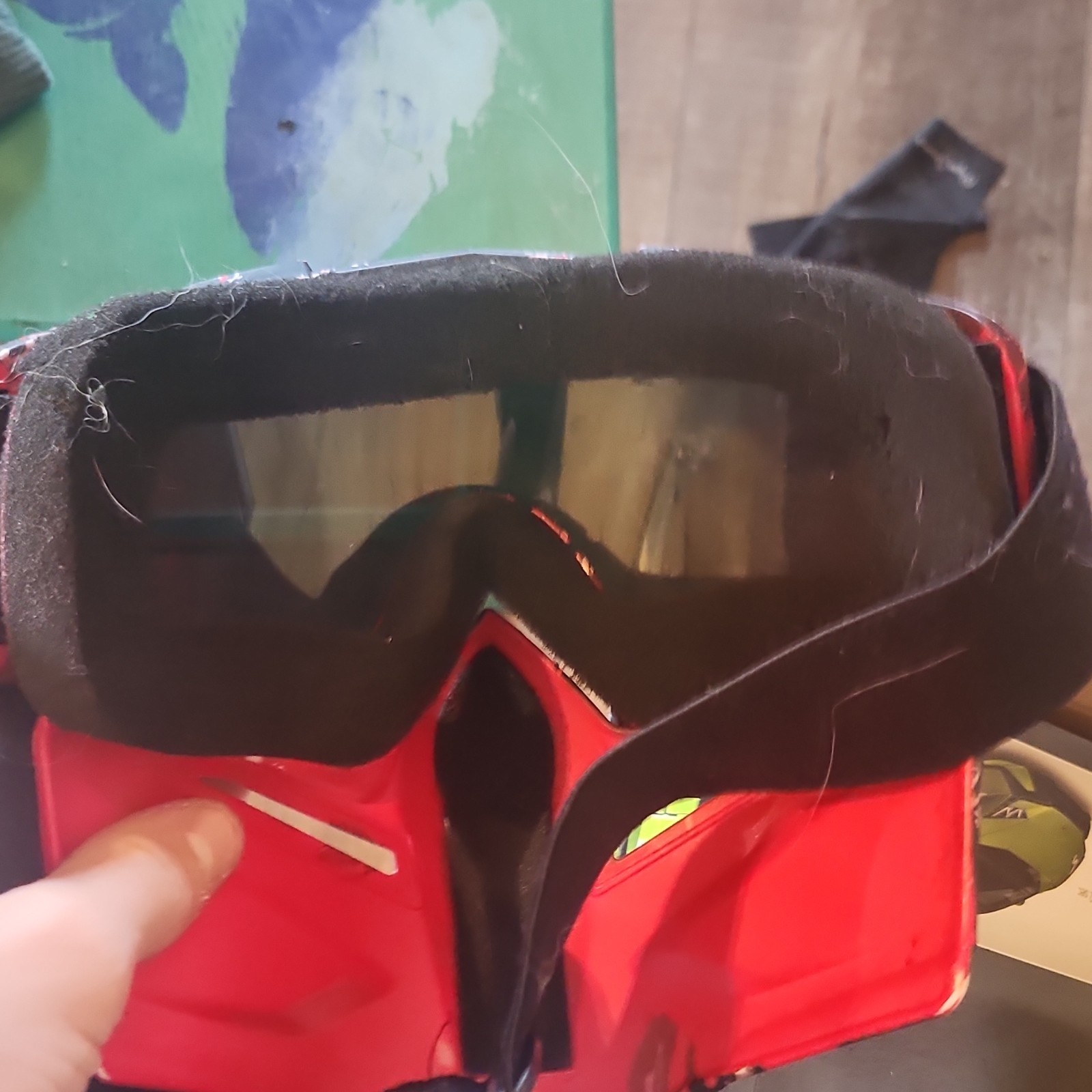 Red Black Yellow Paintball Mask with Protective Yellow Lens for Paintball