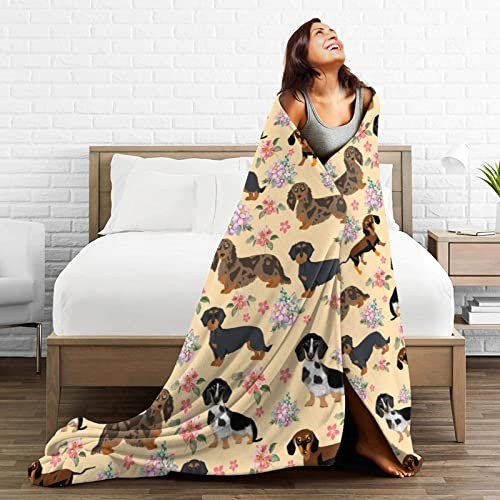 Soft Throw Blanket 80"X60" Lightweight Flannel 80"x60" Dachshund Sausage Dogs