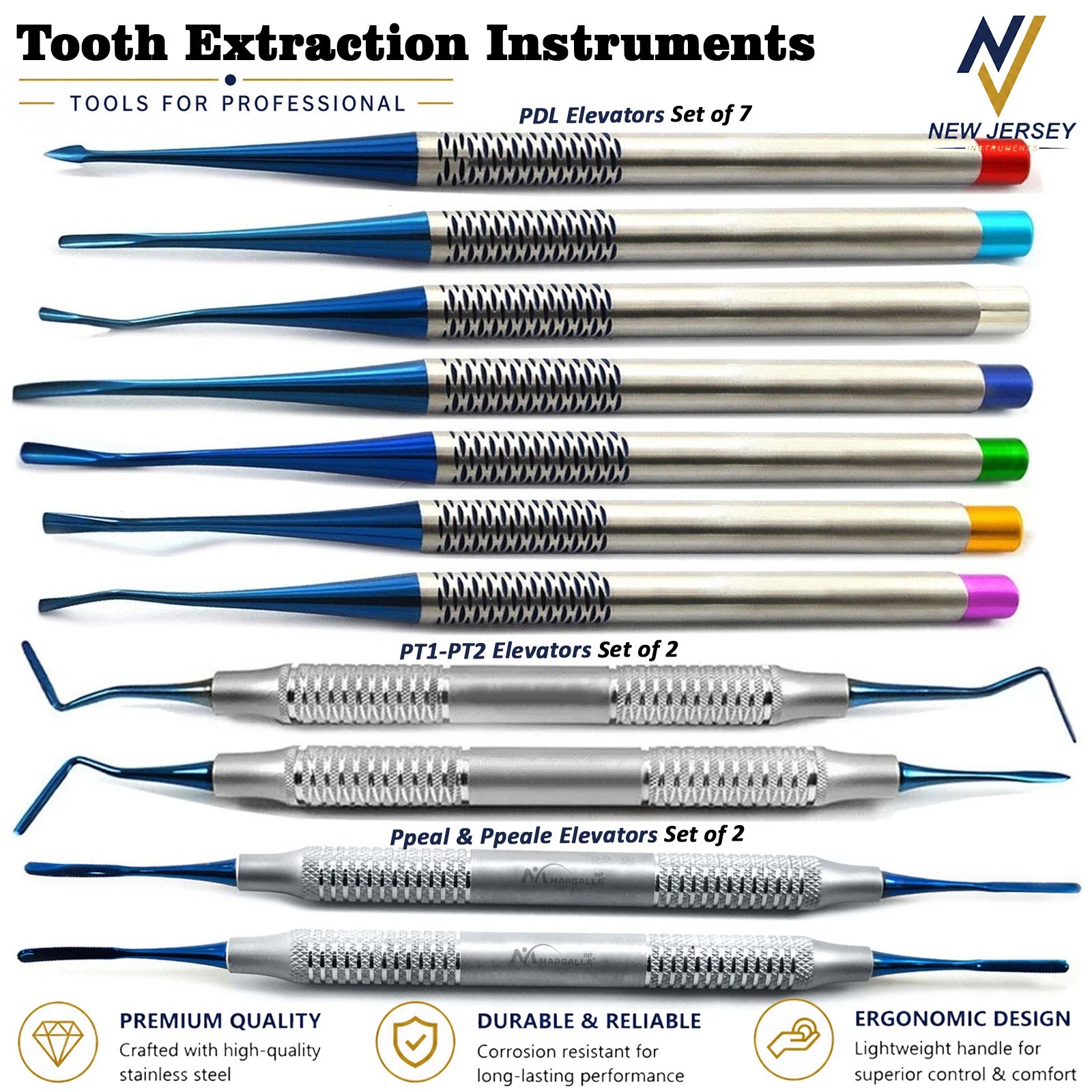 Dental Luxating Elevators PDL Periotome Luxation Root Extracting Extraction Kit