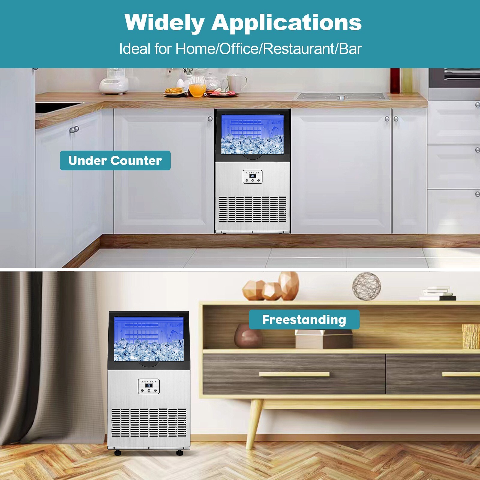 Built-in Commercial Ice Maker 100lbs Bar Restaurant Cube Machine