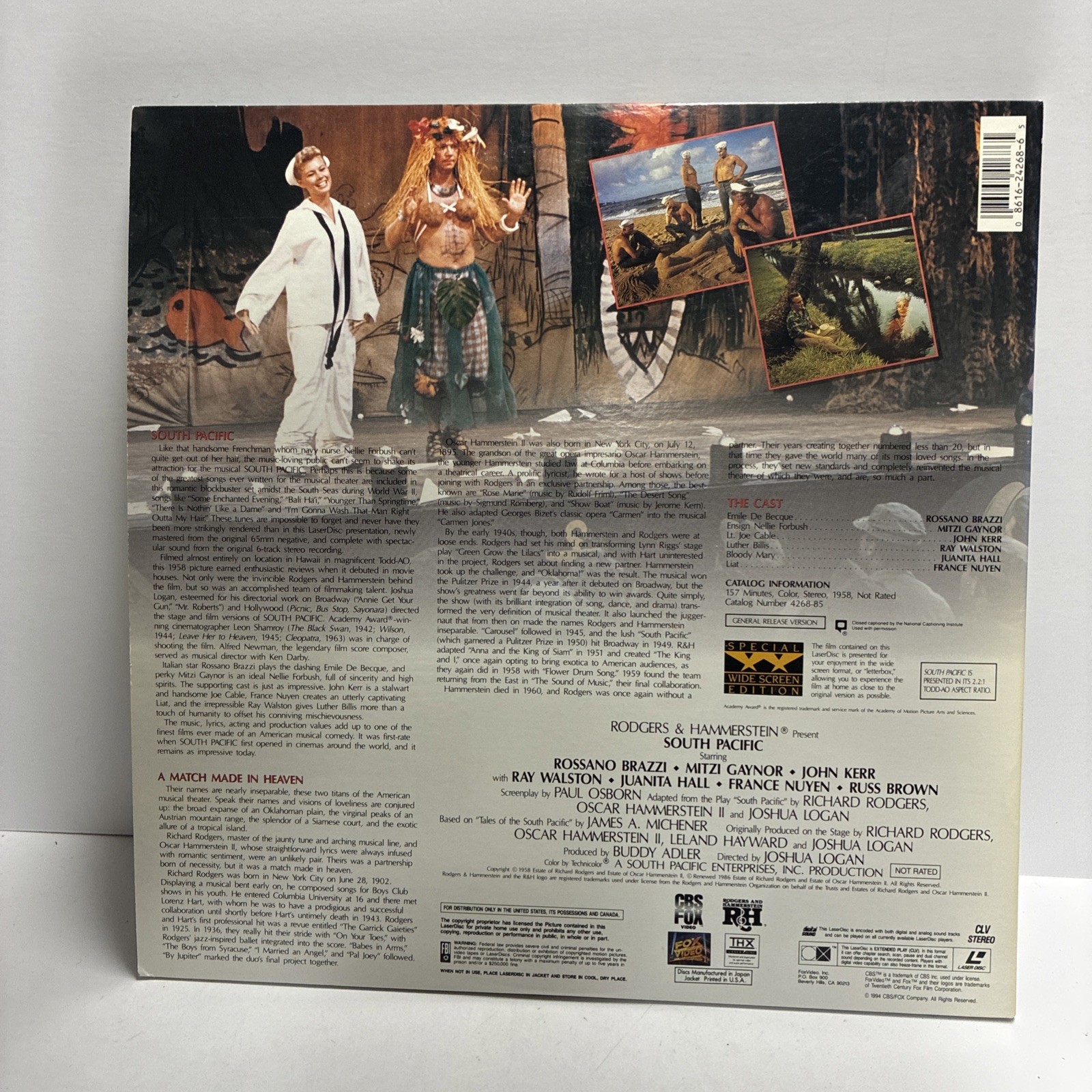South Pacific Laserdisc Widescreen LD WS Laser Disc Musical THX