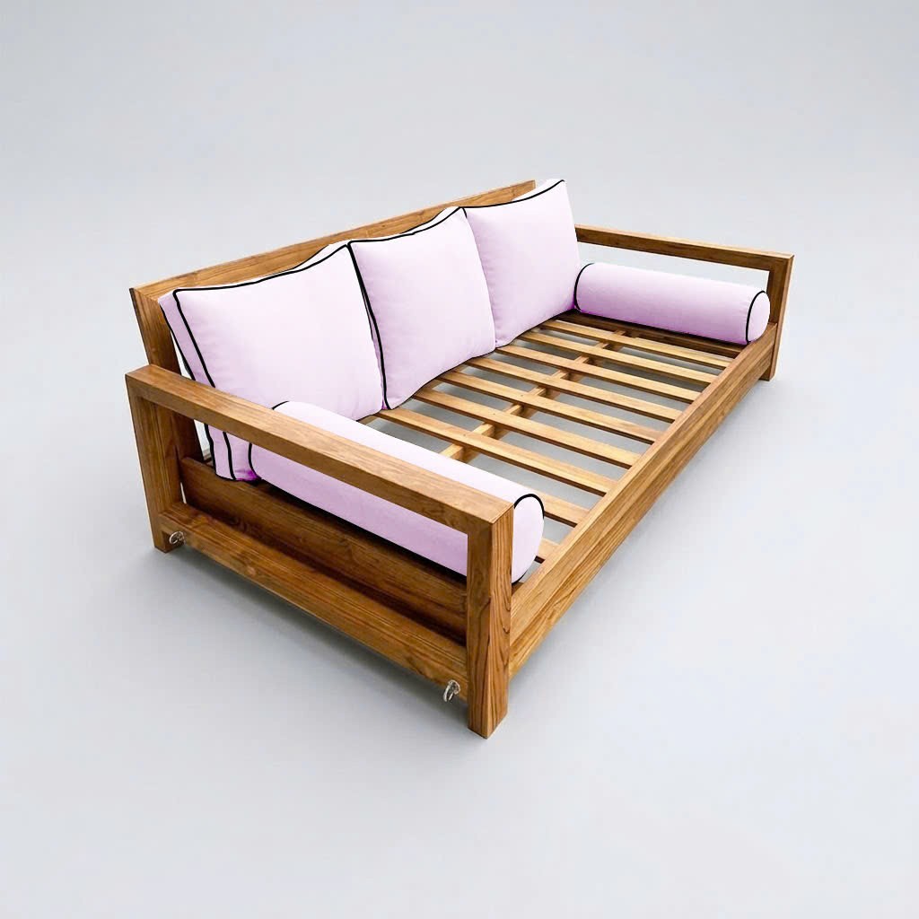 |COVER ONLY| STYLE 3 Full Bolster Pillow Daybed Porch Swing Contrast Trim AD107