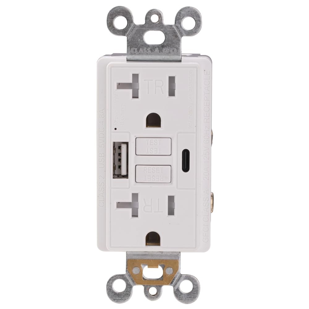 Combination 20A Self-Test GFCI Outlet and Type A & Type-C USB in-Wall Charger...