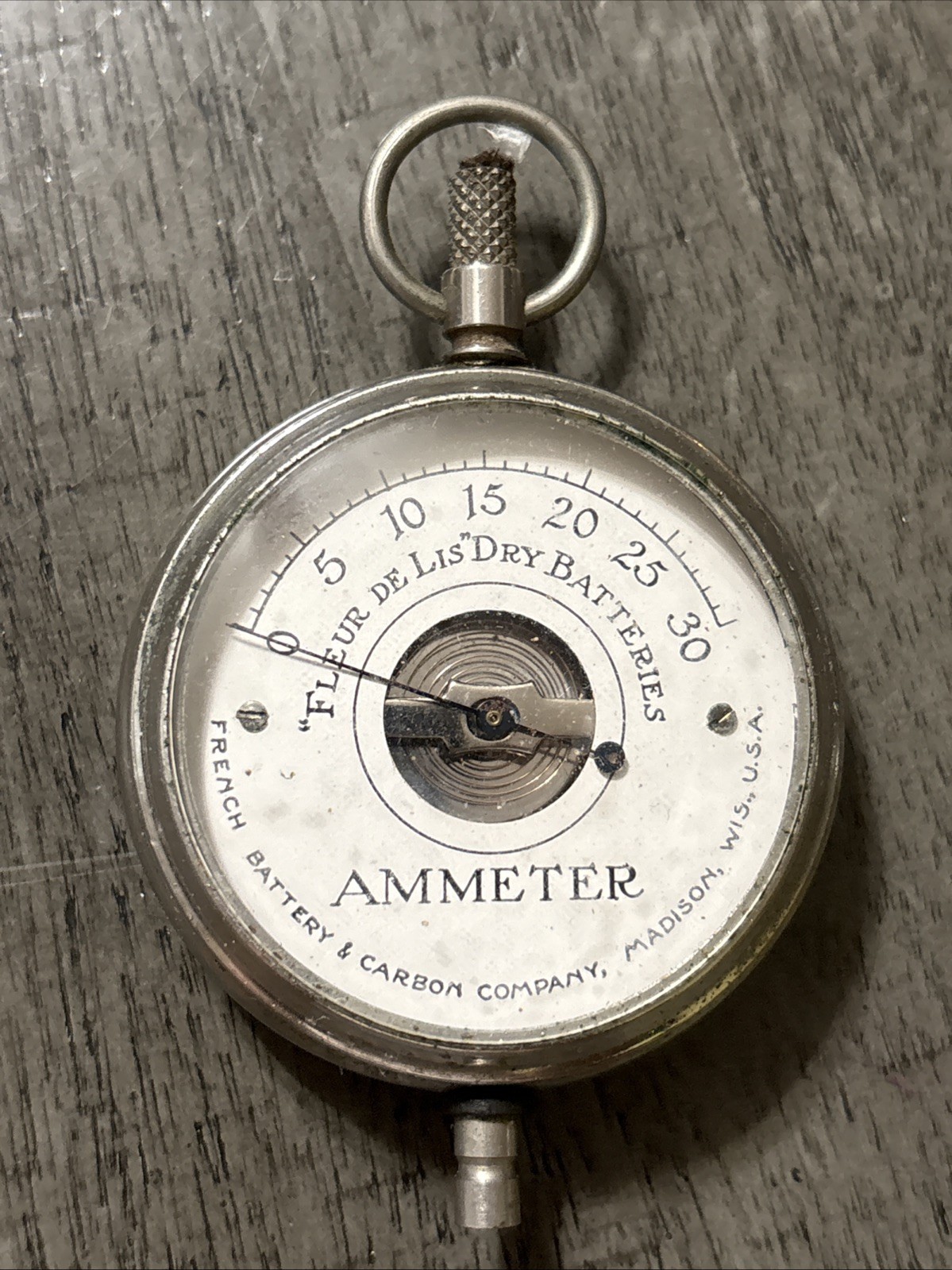 Antique Eldredge Amperes Pocket Amperes 0-30 Amps French Battery Madison Wi