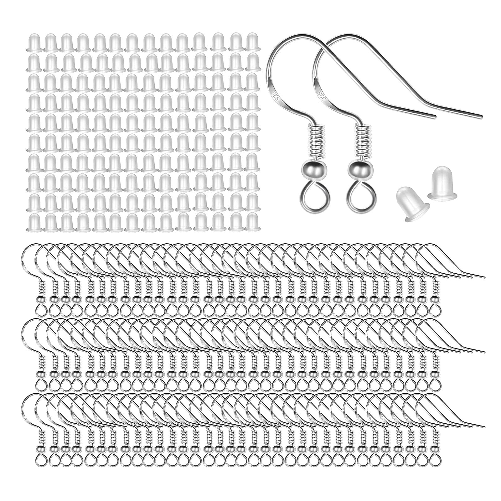 Vivixin 120pcs/60pais Earring Hooks for Jewelry Making Kit Silver-120pcs