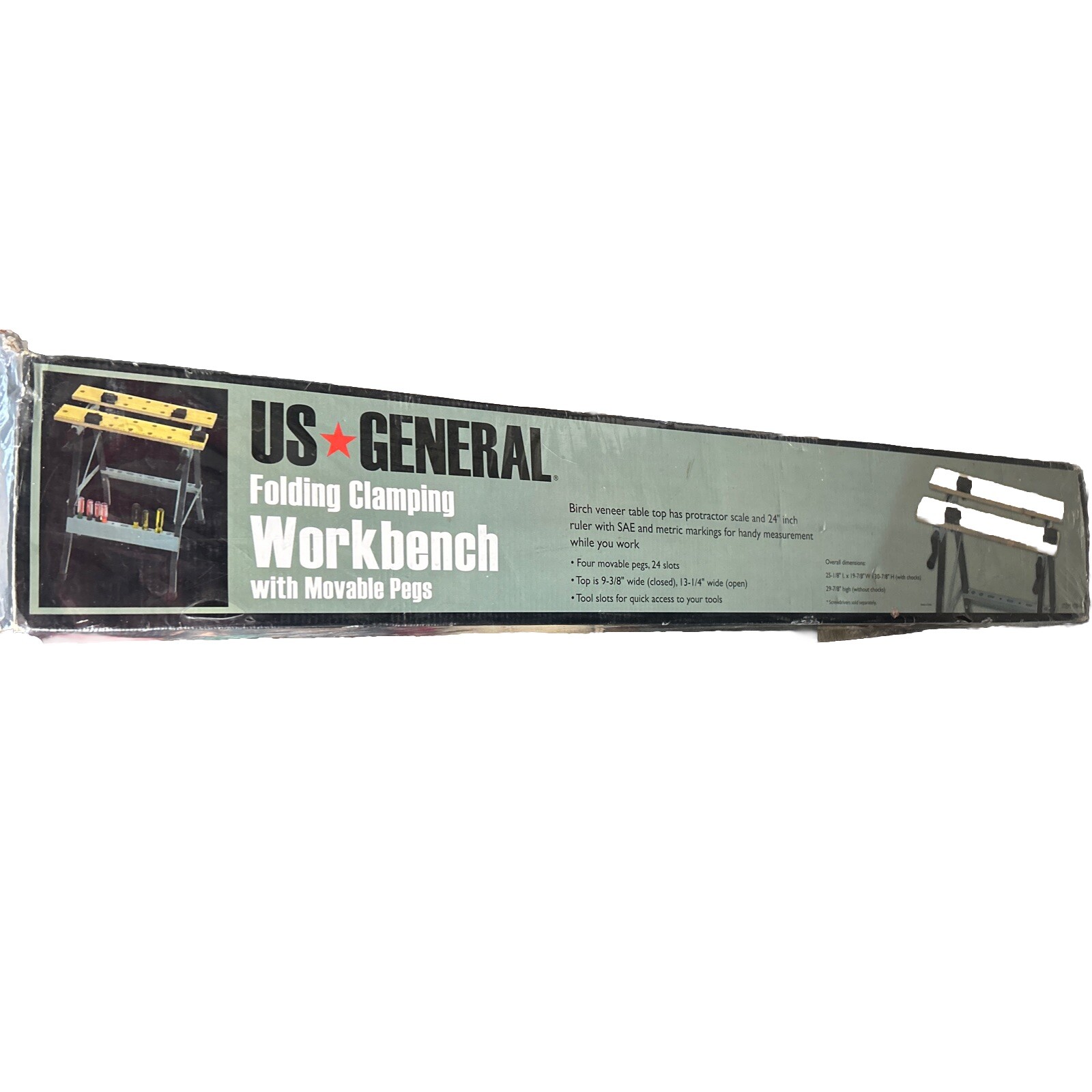 US GENERAL Workbench Folding Clamping Movable Peg Work Shop Auto Bench Table NIB