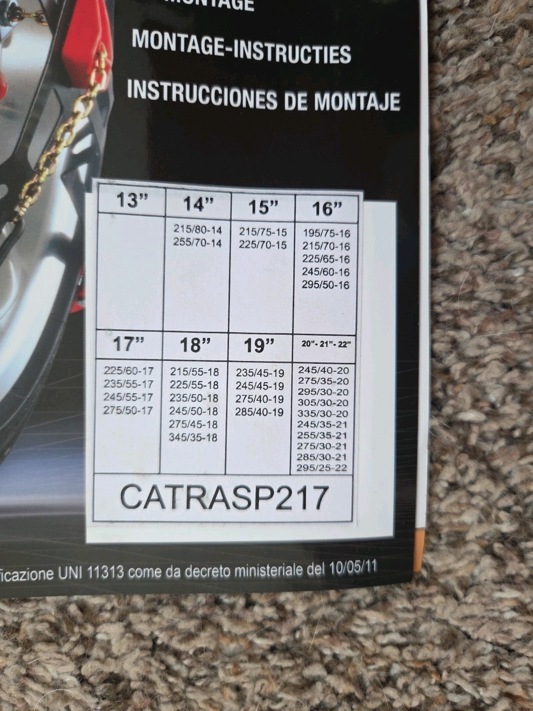 Trak Sport CATRASP217 Tesla Model S 19" Snow Chains
