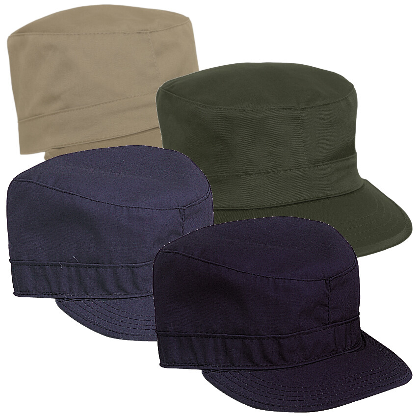 Men's Fatigue Caps - Military Style Solid Color Fitted Cap Hat Gorra