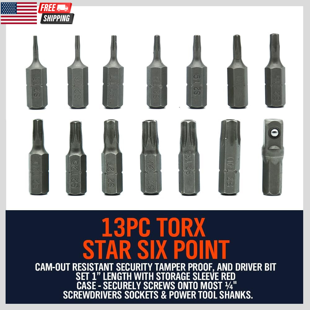 Torx Bit Set, 36Pcs Security Torx Bit Set,Tamper Proof Star Bits (T5-T40) for Im