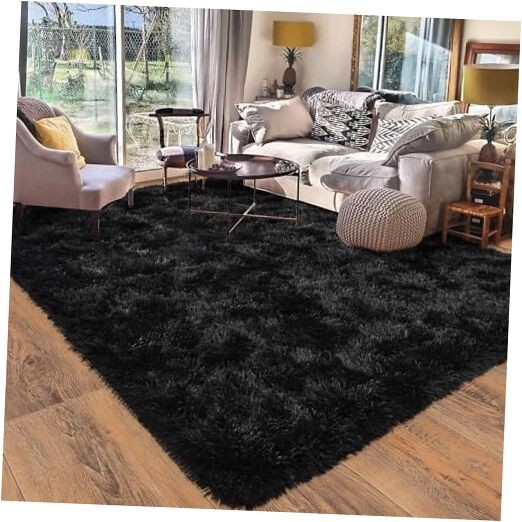 Alfombras para sala de estar, 5 x 7, suave, lanudo y 5 x 7 pies Negro -