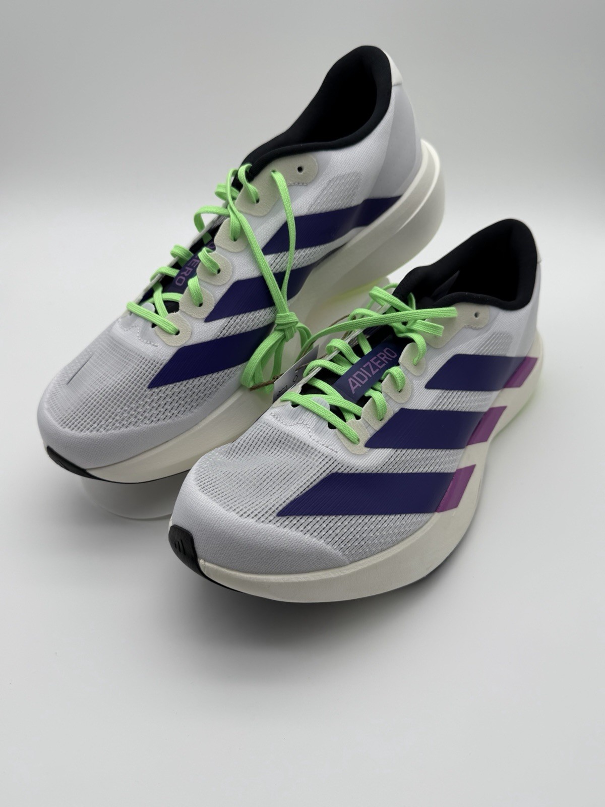 adidas Adizero Evo SL Men's Running Shoes White Purple Green US 10.5 JD4495