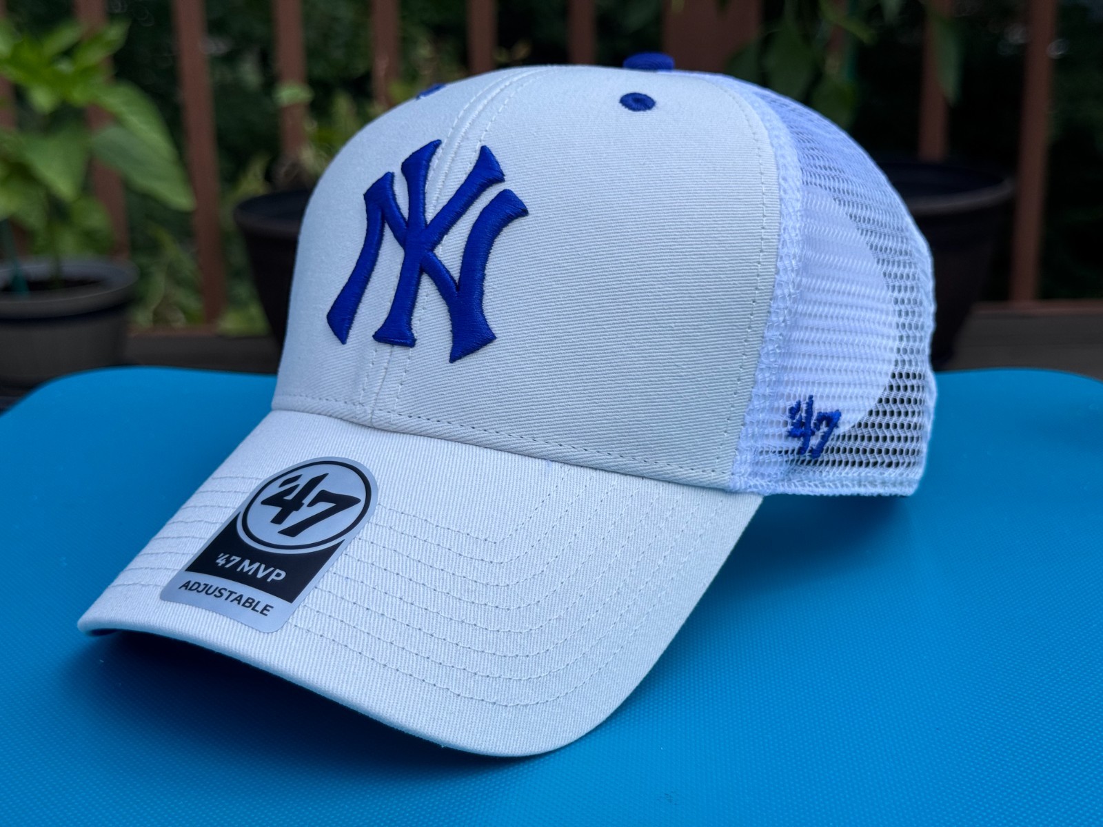 New York Yankees '47 MVP Trucker Adjustable Cap Hat MLB $32 Royal Blue E White n
