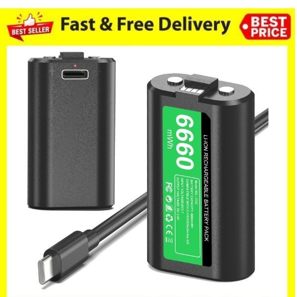 GKHERD Xbox One Series X/S Battery Pack 2x6660mWh USB-C Cable