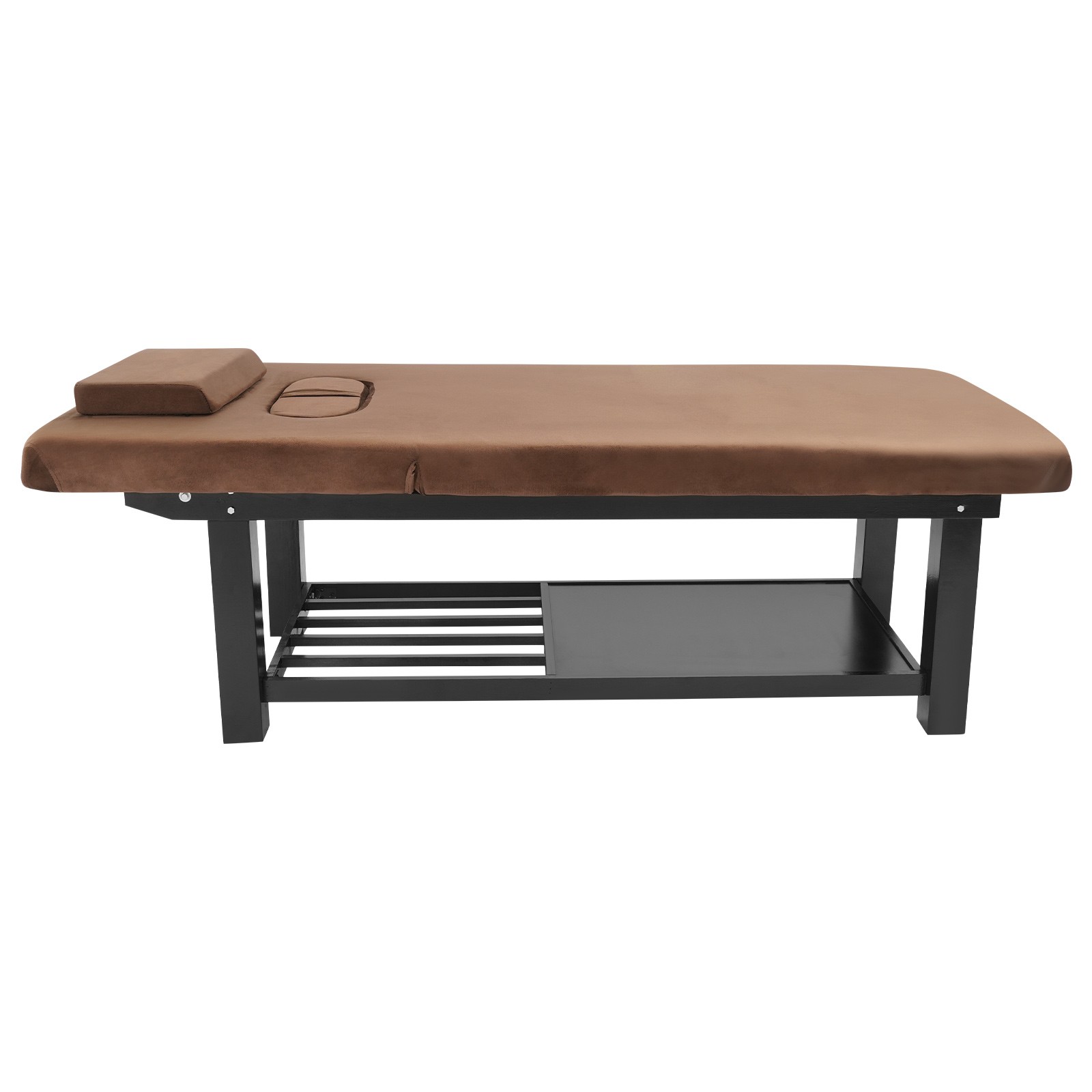 Stationary Massage Table Solid Wood Massage Table Spa Bed 75"x 31.5" Brown