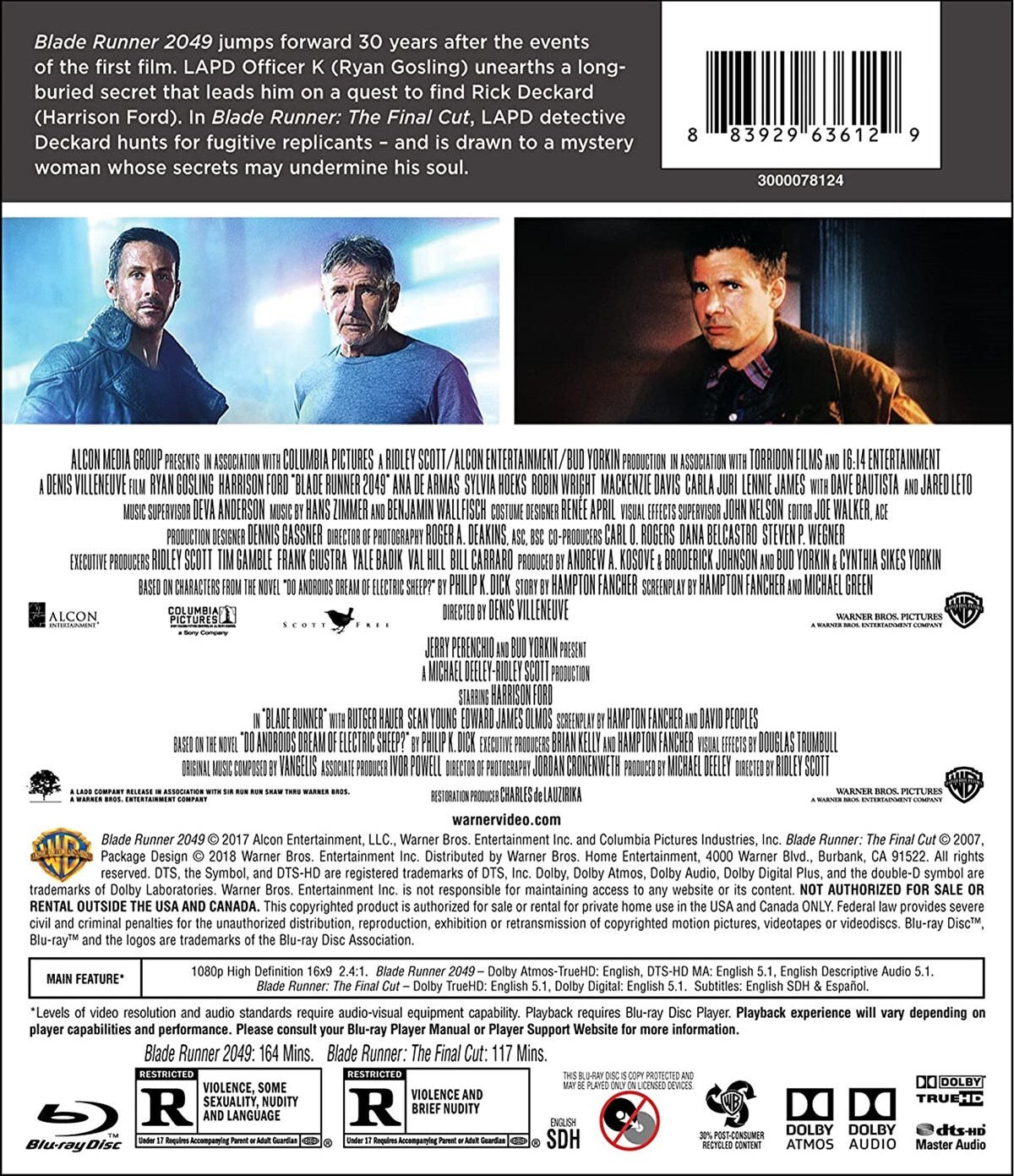 Blade Runner The Final Cut / Blade Runner 2049 Blu-ray Harrison Ford NEW