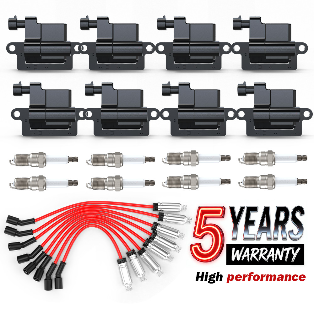 8X Ignition Coil w/ Spark Plug Wire For 1999-2007 Chevrolet Silverado 2500