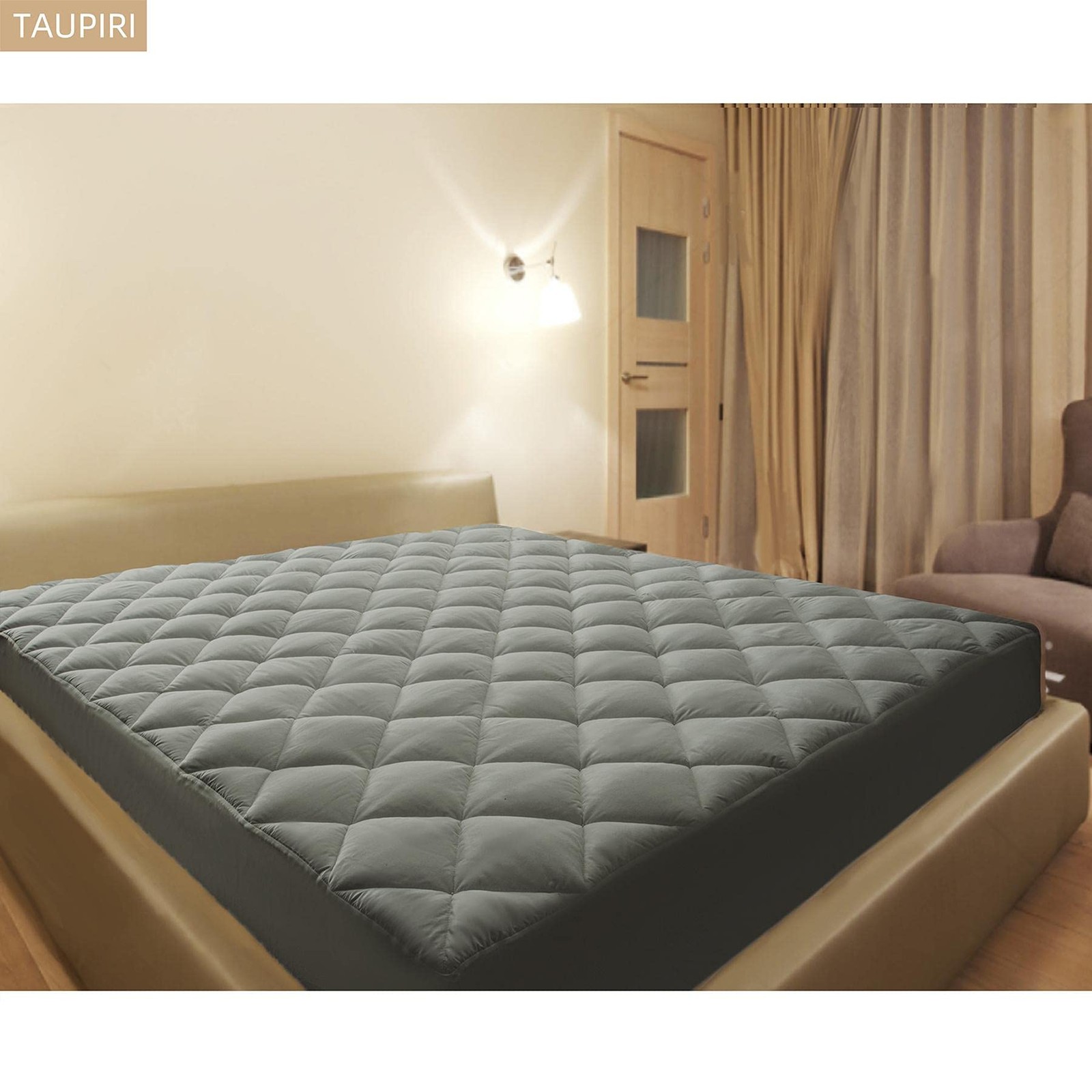 Taupiri Queen Quilted Mattress Pad Cover with Deep Pocket Queen, Dark Gray