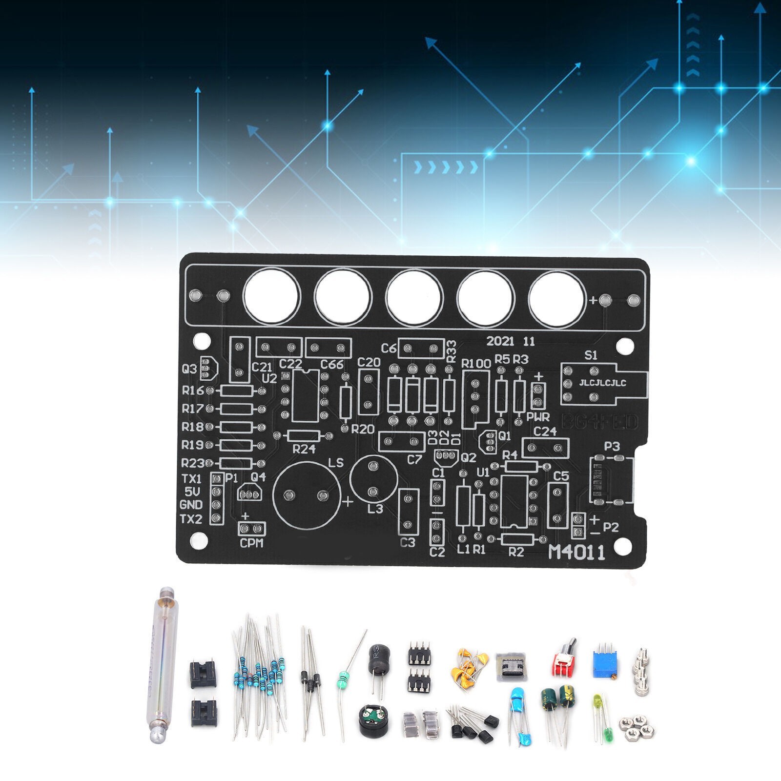 DIY Geiger Counter Parts Kit Nuclear Radiation Detector Module Unassembled Tool