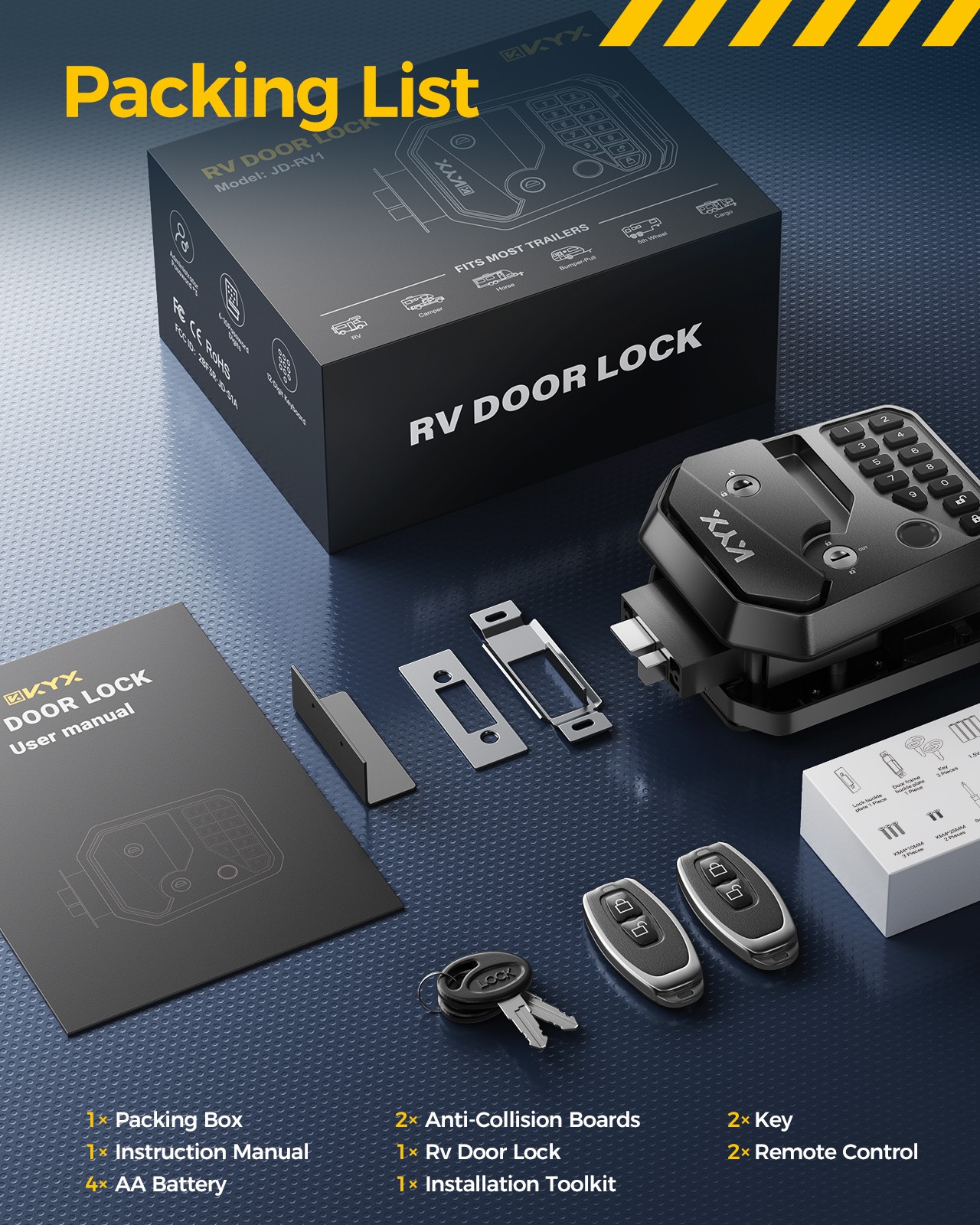 KYX RV Keyless Door Lock Replacement with Password and Remote Control Thumbprint