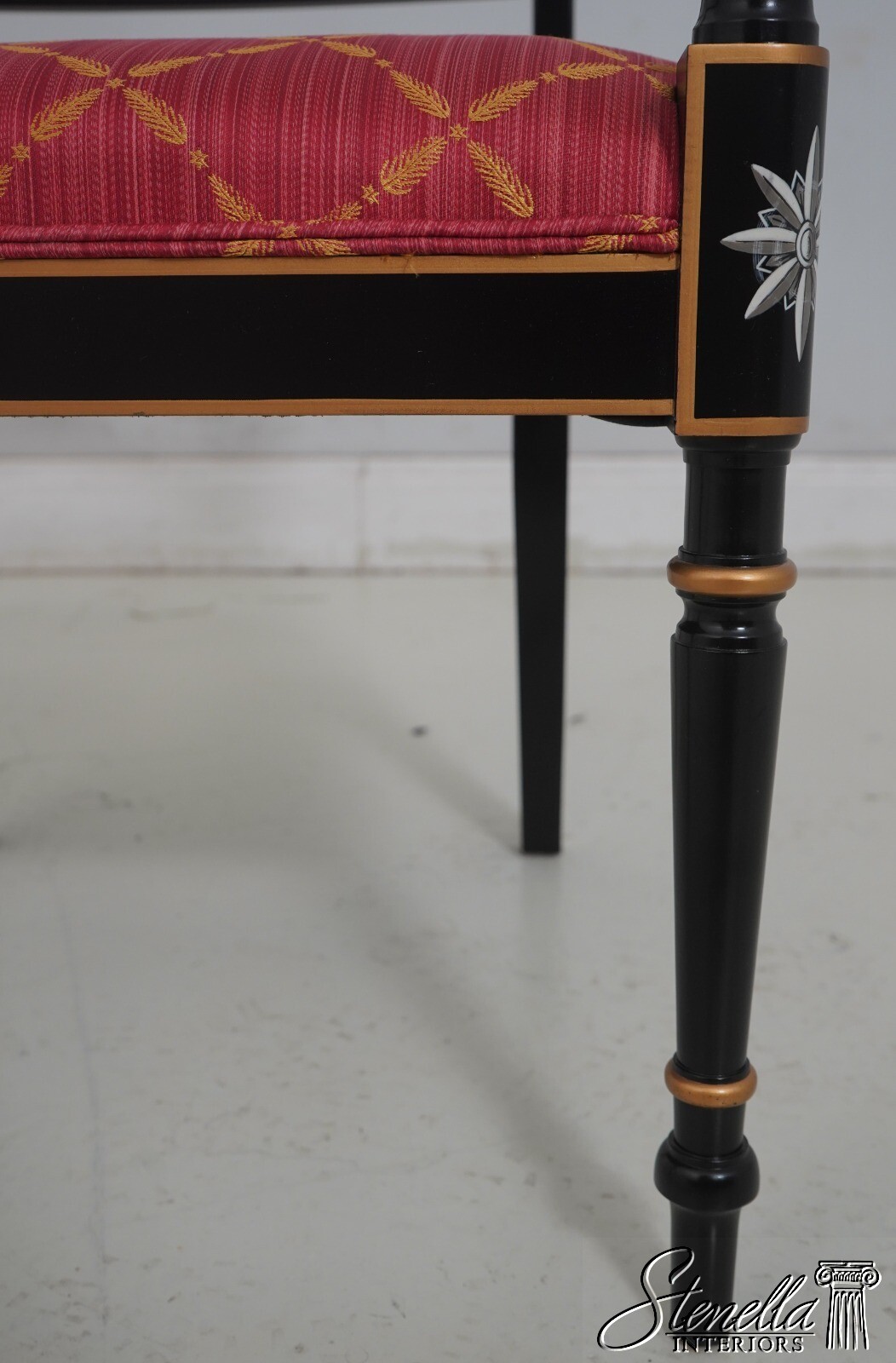 68782: KINDEL Regency Style Black Lacquer Armchair
