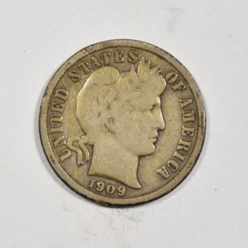 1909-S BARBER DIME ~ NICE ORIGINAL SOLID VG+!