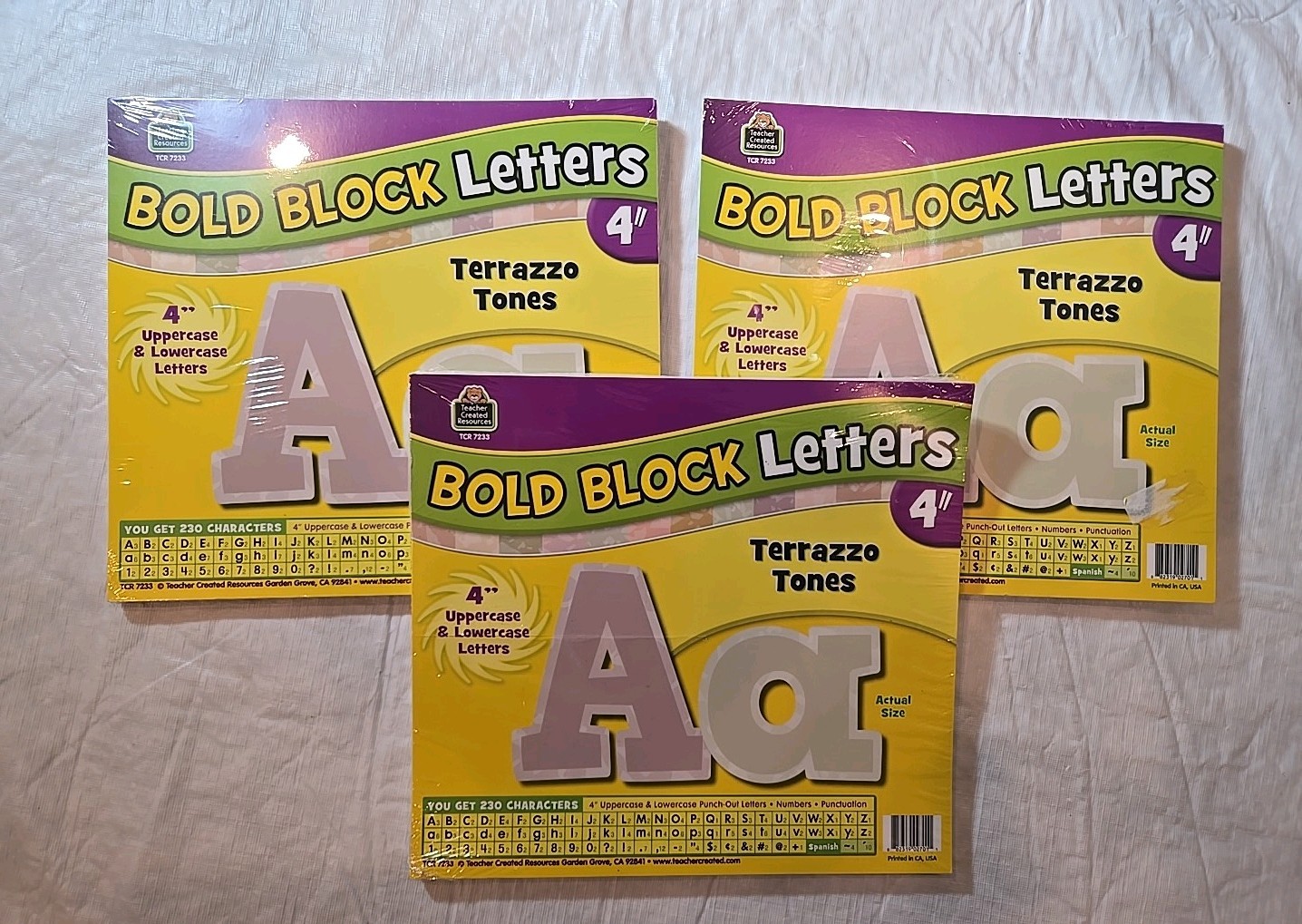 3 Pack Teacher Created Resources - 4" Bold Block Letters In Terrazzo Tones