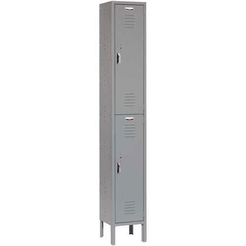 Double Tier Locker 12x15x36 2 Door Unassembled Gray