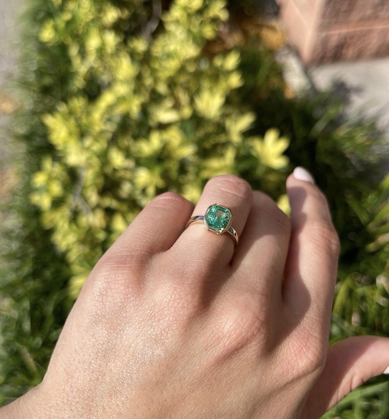 14k Natural Columbian Emerald Ring 14k Solid Yellow Gold