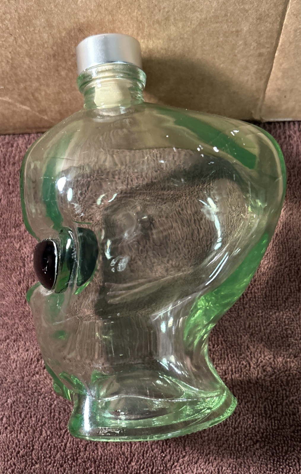 Empty Outer Space Vodka Alien Head Green Glass Bottle Empty 750 ml. 7.5" & Cork